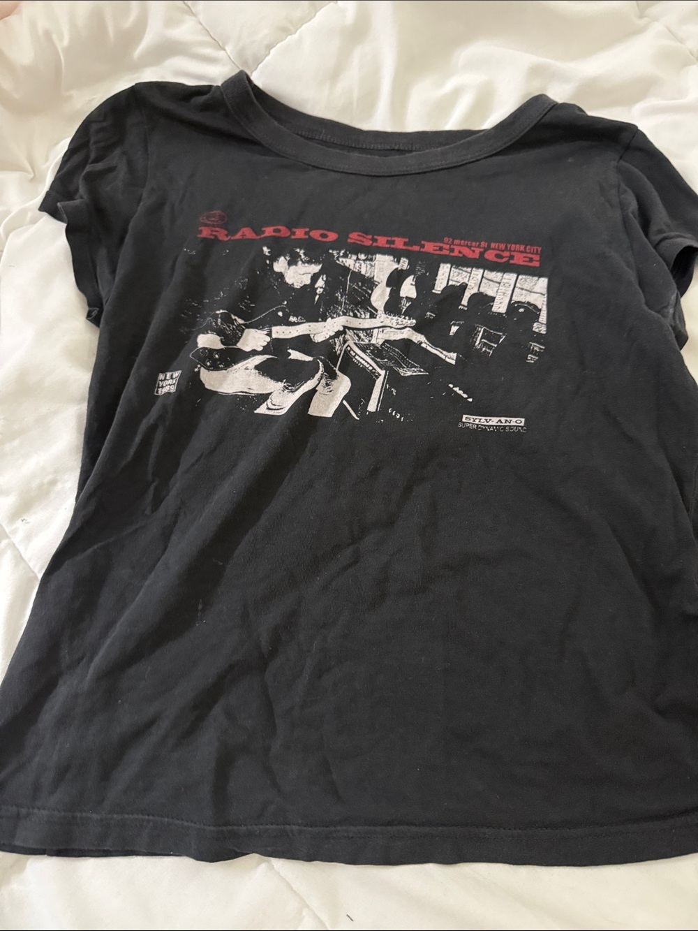 Brandy Melville Black Radio Silence Graphic Tee